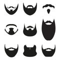 Beard set isolated on white background. Different silhouettes of beard. Vector illustration Royalty Free Stock Photo